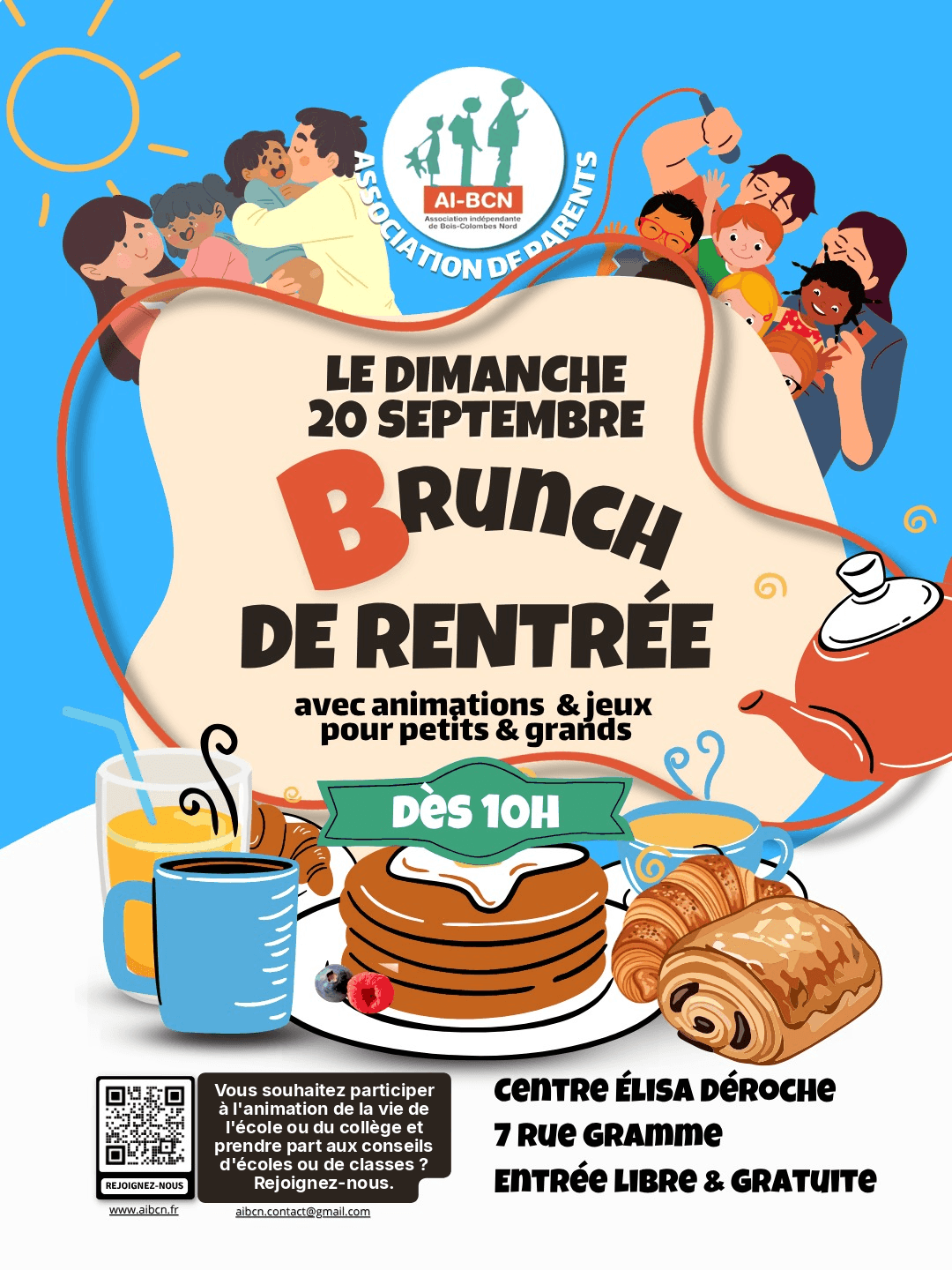 Affiche brunch de rentrée AIBCN — dimanche 20 septembre dès 10h