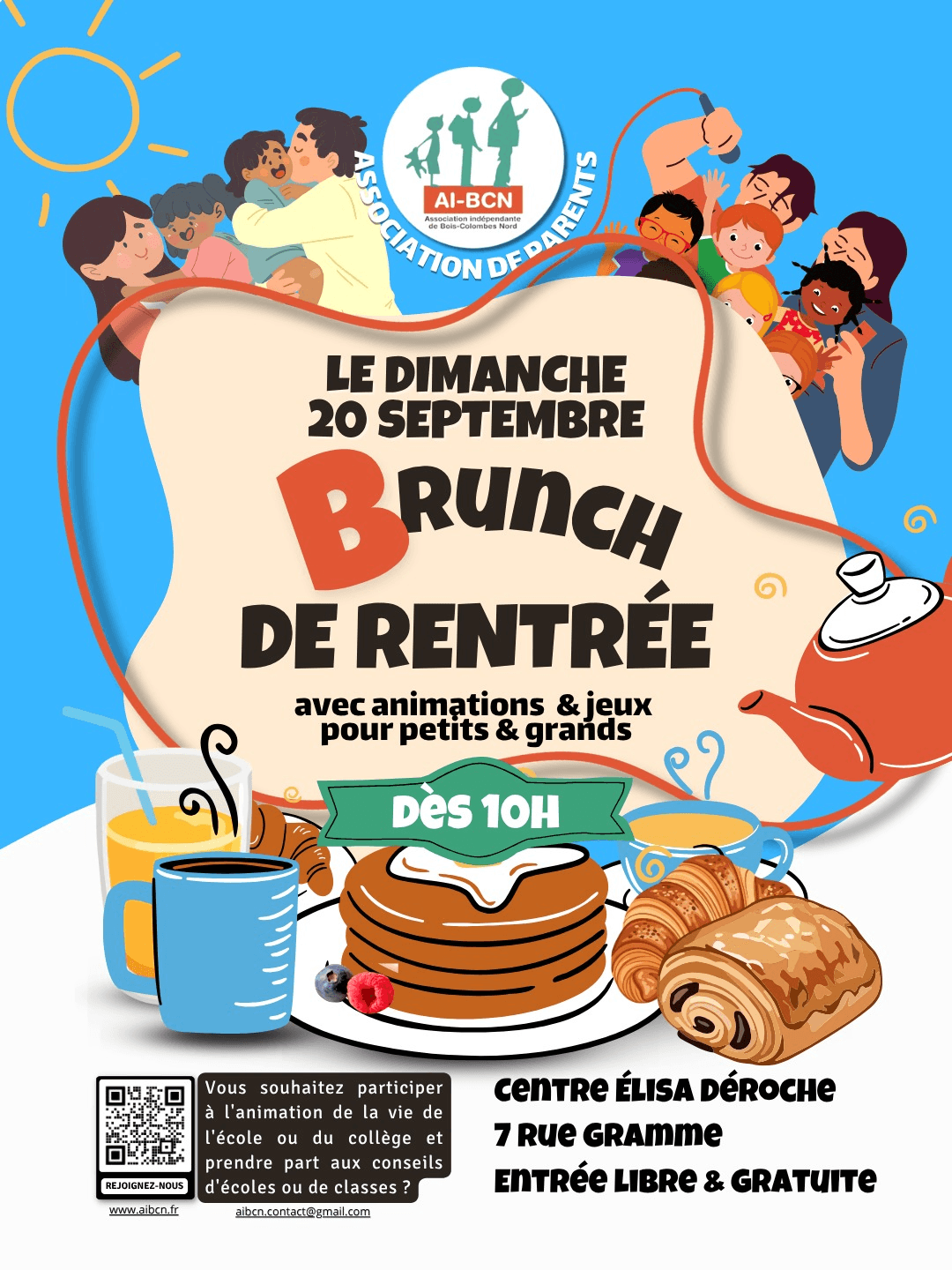 Affiche brunch de rentrée AIBCN — dimanche 20 septembre dès 10h